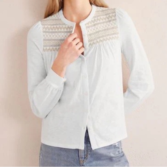 Boden White cotton blend Button Up Blouse - Picture 2 of 4